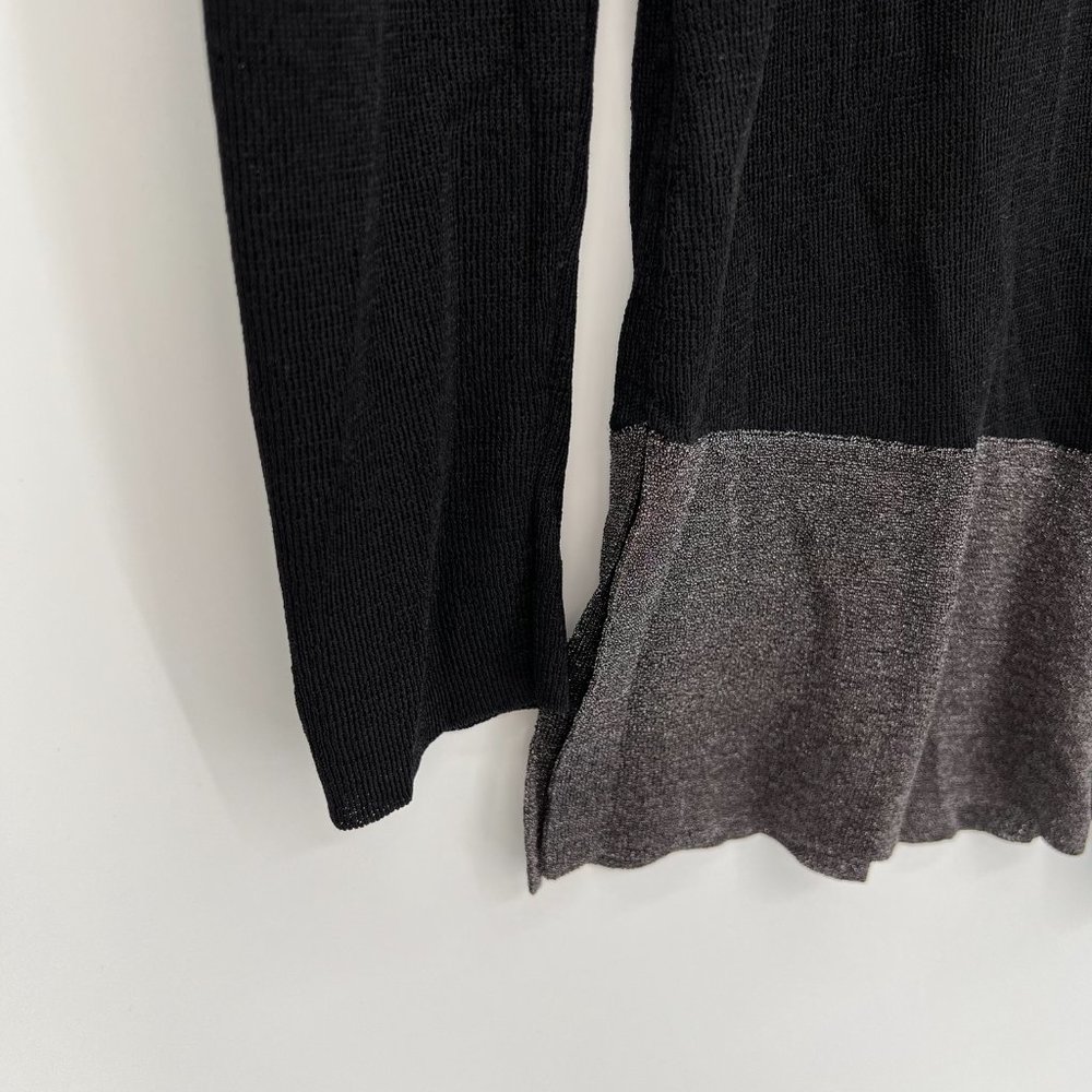 Eileen Fisher Knit Long Sleeve Asymmetrical Tunic Black Metallic Top‎ Size PS - Picture 2 of 8